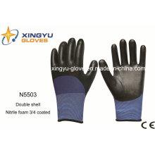 Gants de travail de sécurité de mousse de nitrile de double coquille de polyester (N5503)